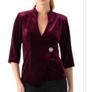 Alex Evenings Wine Velvet Jacket
